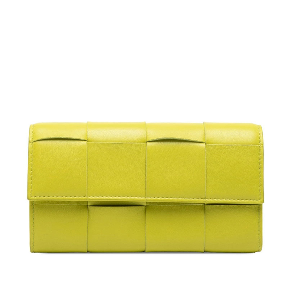 Bottega Veneta Maxi Intrecciato Long Wallet Green Leather Bottega Veneta